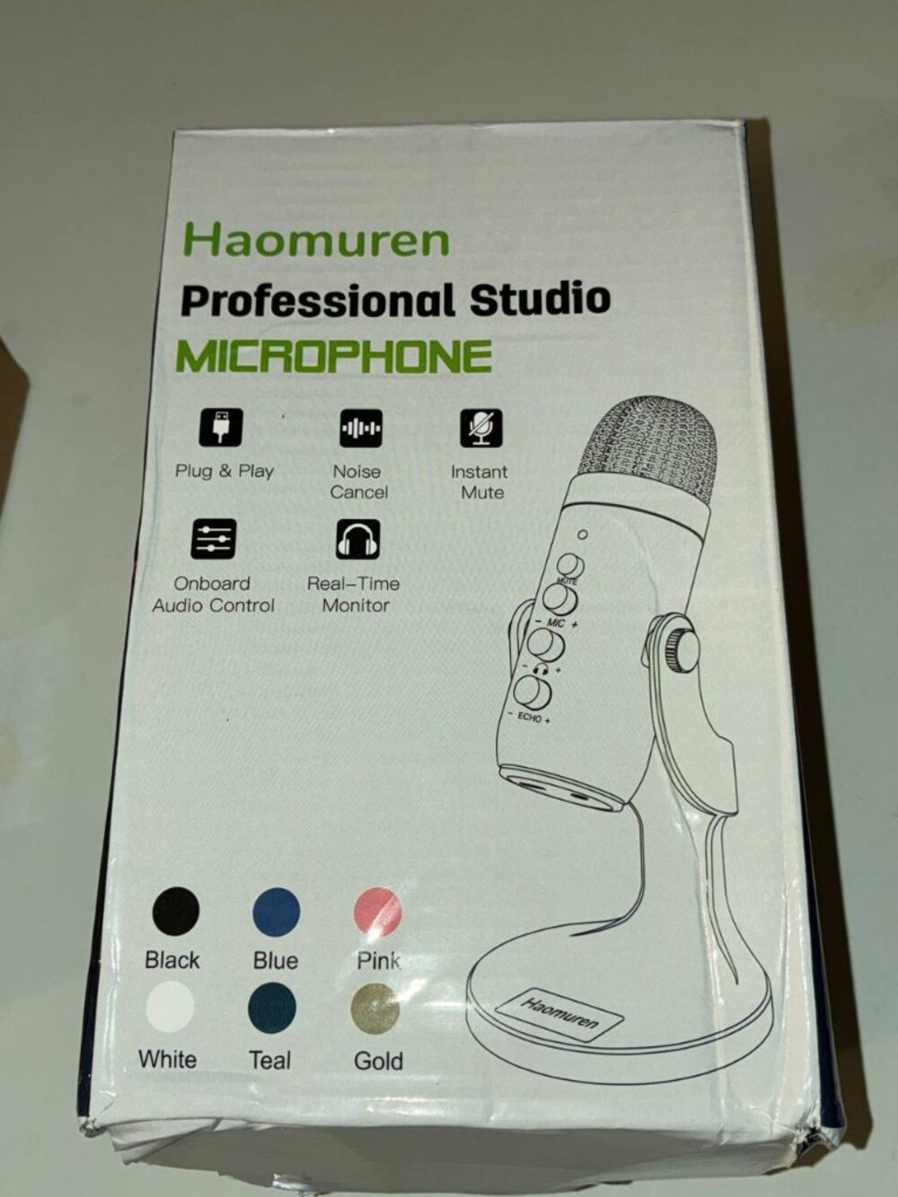 Haumuren USB Studio Microphone White Noise-Cancelling Plug & Play - New in Box